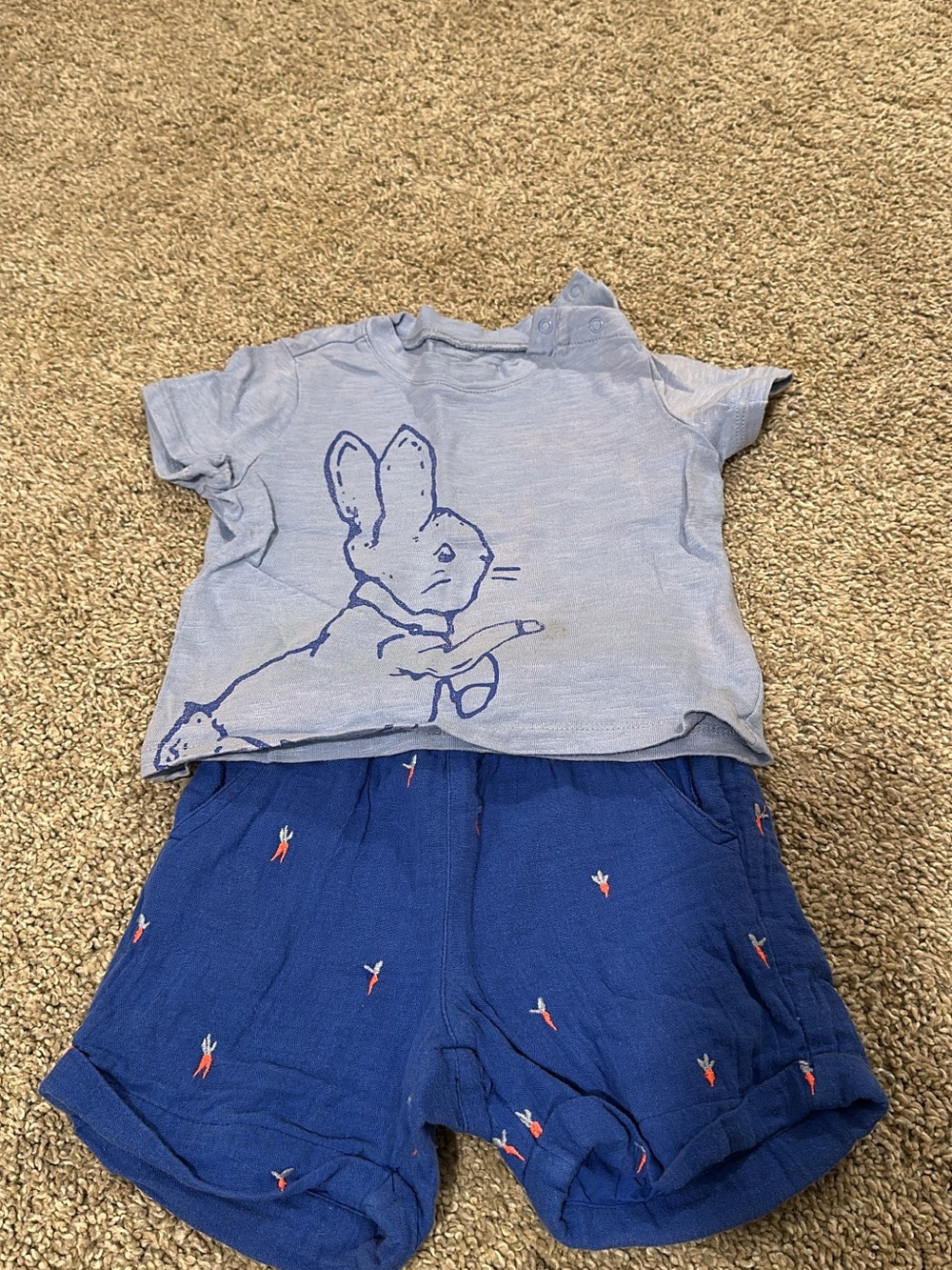 GAP Light Blue Bunny Tee and Royal Blue Shorts Set